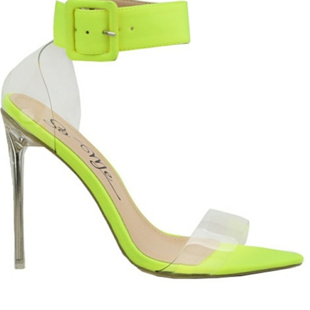 Neon Yellow & Lucite Sandals